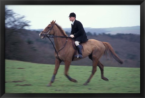 Framed Horseback riding, Leicestershire, England Print