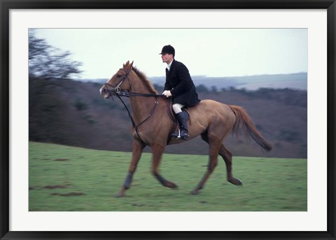 Framed Horseback riding, Leicestershire, England Print