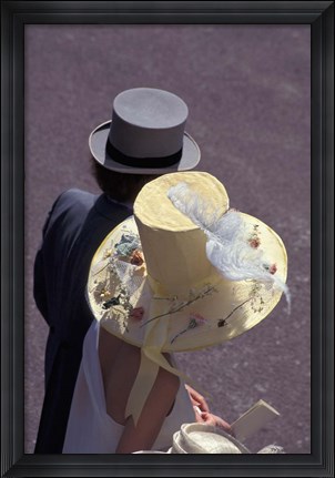Framed Man and woman wearing hats, Royal Ascot, London, England Print