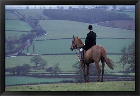 Framed Man on horse, Leicestershire, England Print