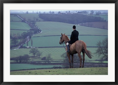 Framed Man on horse, Leicestershire, England Print