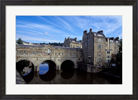 Framed River Avon Bridge with Reflections, Bath, England Print