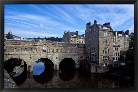 Framed River Avon Bridge with Reflections, Bath, England Print