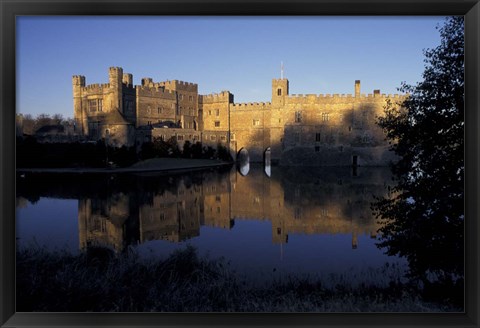 Framed Sunset on Leeds Castle, Leeds, England Print