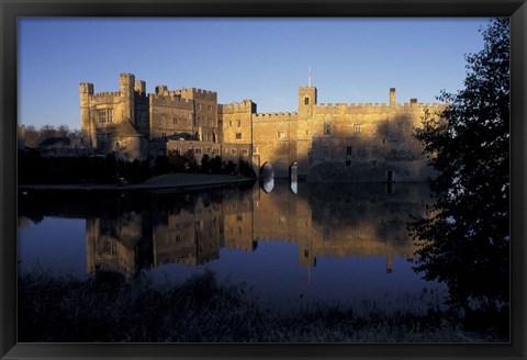 Framed Sunset on Leeds Castle, Leeds, England Print