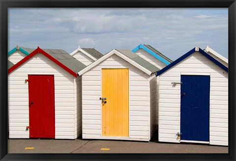 Framed Bath Houses in Paignton, Devon, England Print