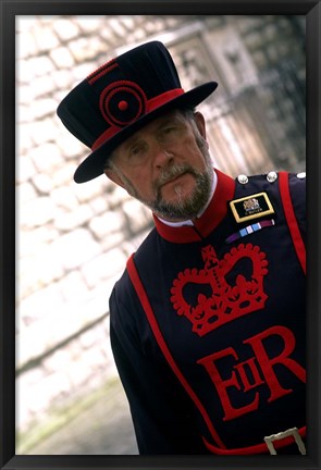 Framed Beefeater at the Tower of London, London, England Print