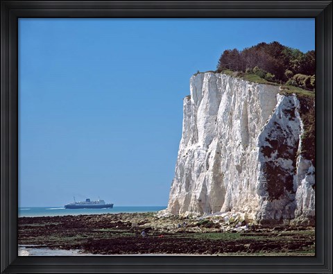 Framed England, County Kent, White Cliffs of Dover, Ship Print