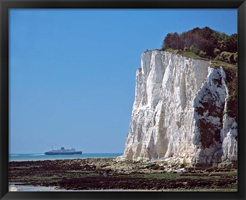 Framed England, County Kent, White Cliffs of Dover, Ship Print