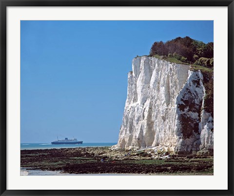 Framed England, County Kent, White Cliffs of Dover, Ship Print