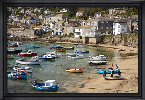 Framed Boats in Mousehole Harbour, near Penzance, Cornwall, England Print