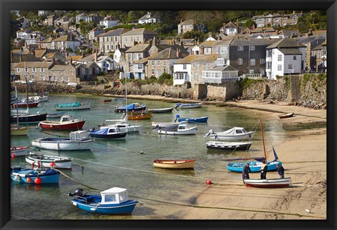 Framed Boats in Mousehole Harbour, near Penzance, Cornwall, England Print
