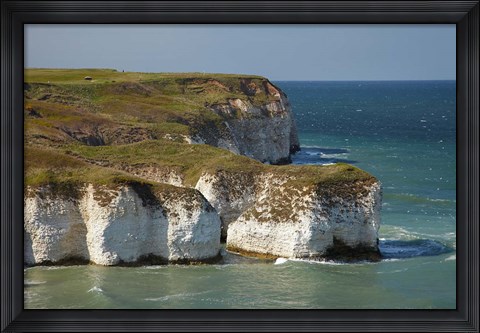 Framed Chalk cliffs by North Landing, Flamborough Head, Yorkshire, England Print