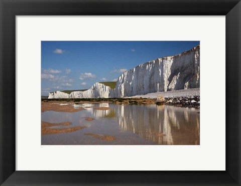 Framed Seven Sisters Chalk Cliffs, Birling Gap, East Sussex, England Print