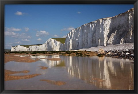 Framed Seven Sisters Chalk Cliffs, Birling Gap, East Sussex, England Print