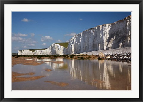 Framed Seven Sisters Chalk Cliffs, Birling Gap, East Sussex, England Print