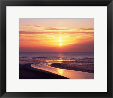 Framed Sunset, Blackpool, Lancashire, England Print