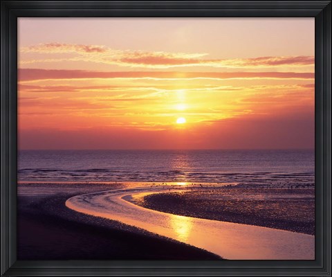 Framed Sunset, Blackpool, Lancashire, England Print