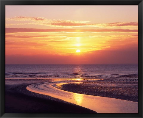 Framed Sunset, Blackpool, Lancashire, England Print