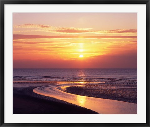 Framed Sunset, Blackpool, Lancashire, England Print