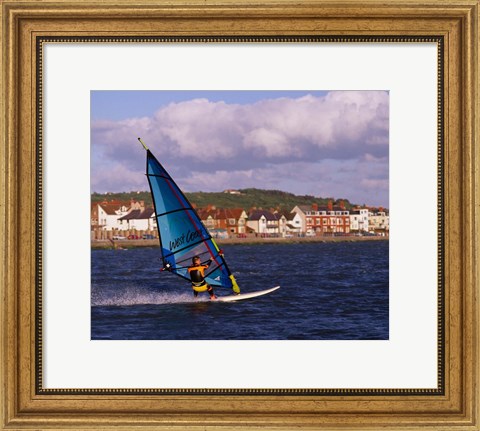 Framed Marine Lake Windsurfer, Wirral, Merseyside, England Print