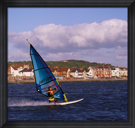 Framed Marine Lake Windsurfer, Wirral, Merseyside, England Print
