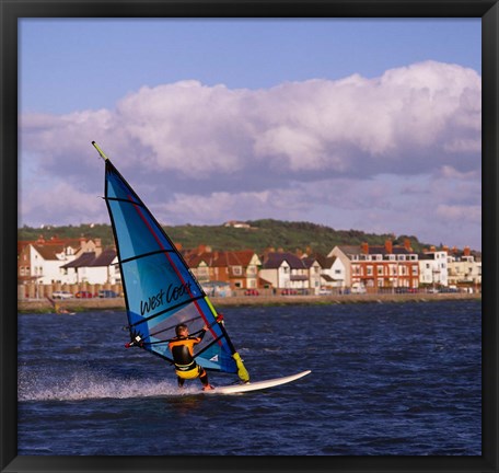 Framed Marine Lake Windsurfer, Wirral, Merseyside, England Print