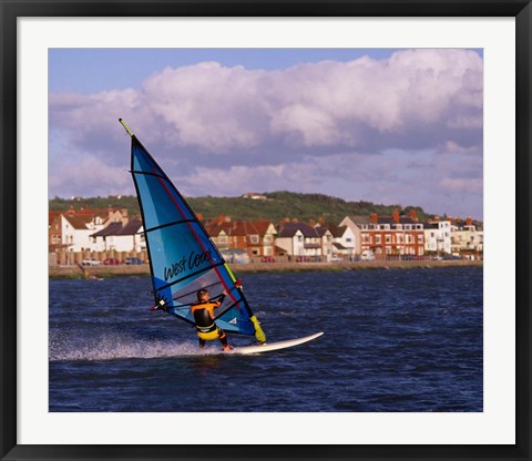 Framed Marine Lake Windsurfer, Wirral, Merseyside, England Print