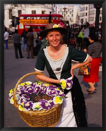 Framed Flower Vendor, London, England Print