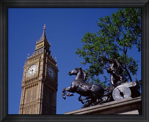 Framed Big Ben and Statue of Boadicea, London, England Print