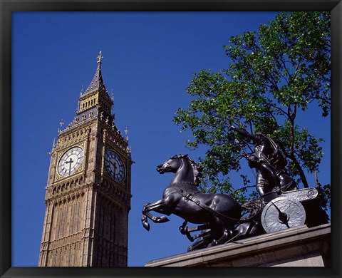 Framed Big Ben and Statue of Boadicea, London, England Print