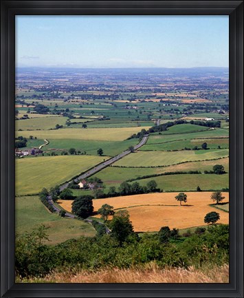 Framed Farmland from Sutton Bank, North Yorkshire, England Print