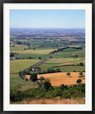 Framed Farmland from Sutton Bank, North Yorkshire, England Print