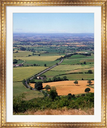 Framed Farmland from Sutton Bank, North Yorkshire, England Print