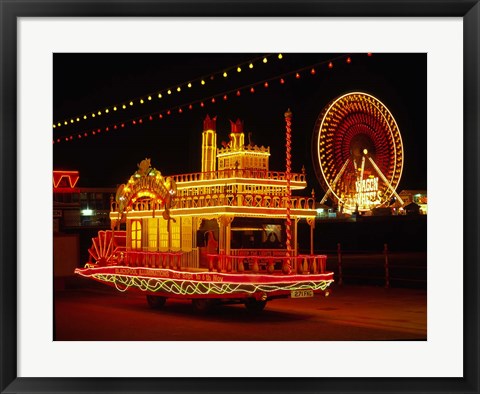 Framed Show Boat and Blackpool Illuminations, Lancashire, England Print