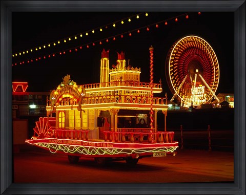 Framed Show Boat and Blackpool Illuminations, Lancashire, England Print