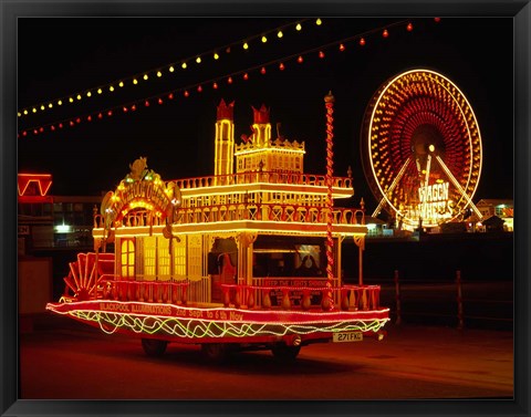 Framed Show Boat and Blackpool Illuminations, Lancashire, England Print