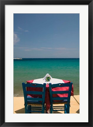 Framed Greece, Aegean Islands, Samos, Waterfront caf? Print