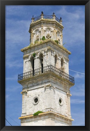 Framed Bell Tower of St Nikolaos Church, Kiliomeno, Zakynthos, Ionian Islands, Greece Print