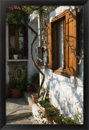 Framed Building Detail, Lesvos, Mithymna, Northeastern Aegean Islands, Greece Print