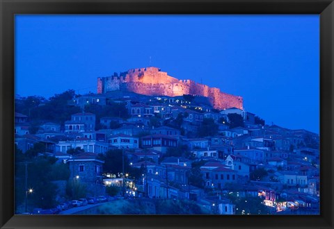 Framed Byzantine-Genoese Castle, Lesvos, Mithymna, Northeastern Aegean Islands, Greece Print