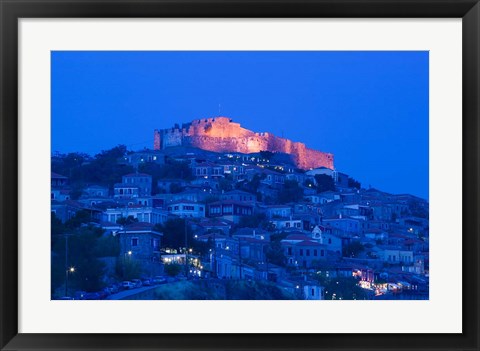 Framed Byzantine-Genoese Castle, Lesvos, Mithymna, Northeastern Aegean Islands, Greece Print