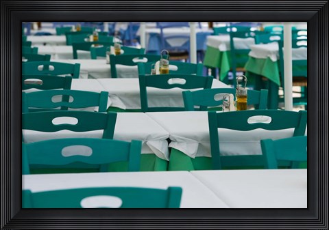 Framed Cafe Tables, Fiskardo, Kefalonia, Ionian Islands, Greece Print