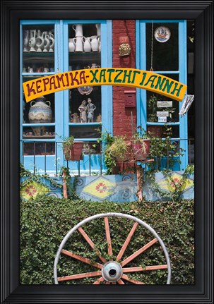 Framed Ceramic Shop, Agiasos, Lesvos, Mytilini, Aegean Islands, Greece Print