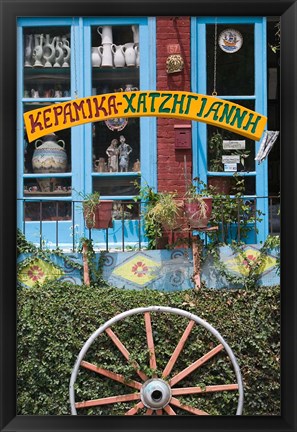 Framed Ceramic Shop, Agiasos, Lesvos, Mytilini, Aegean Islands, Greece Print