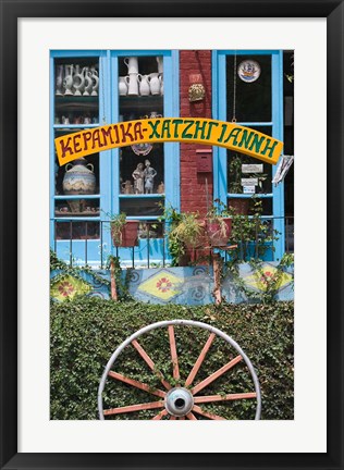 Framed Ceramic Shop, Agiasos, Lesvos, Mytilini, Aegean Islands, Greece Print