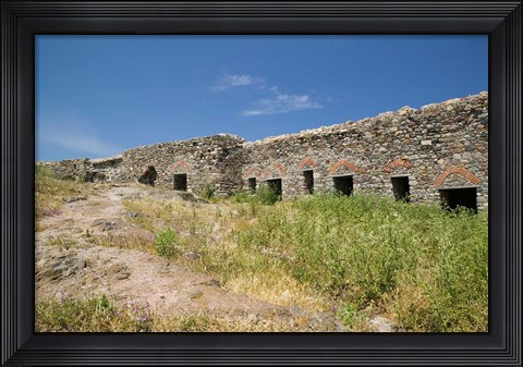 Framed Detail of Old Fortress, Sigri, Lesvos, Mithymna, Northeastern Aegean Islands, Greece Print