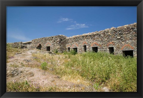 Framed Detail of Old Fortress, Sigri, Lesvos, Mithymna, Northeastern Aegean Islands, Greece Print