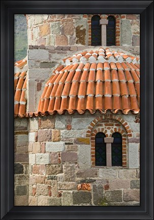 Framed Detail of Panaghias Myrsiniotisis Chapel above the Limonos Monastery, Filia, Lesvos, Greece Print