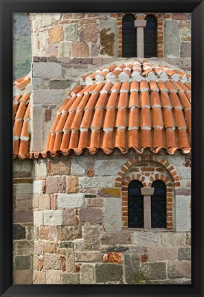 Framed Detail of Panaghias Myrsiniotisis Chapel above the Limonos Monastery, Filia, Lesvos, Greece Print